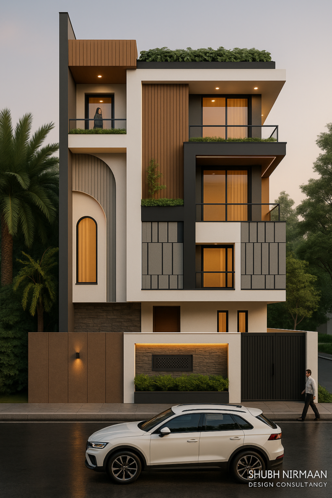 Modern house elevation design by Shubh Nirmaan Design Consultancy